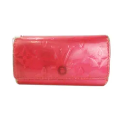 ルイヴィトン LOUIS VUITTON キーケース 三つ折り 4連 エナメルレザー ロゴ 型押し 赤 レッド /MN3 ■GY11