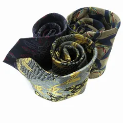 マリオヴァレンチノ マリオヴァレンティノ MARIO VALENTINO その他ブランド ネクタイ3本セット 美品 シルク 絹 総柄 青 ブルー 紺 ネイビー 黒 ブラック 金色 ゴールドカラー /JS 1025 ■GY09