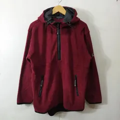 SIMPLE LIFE シンプルライフ ハーフジップ パーカー フリース ジャケット ロゴ ラバー 古着 ヴィンテージ レッド系 M B115