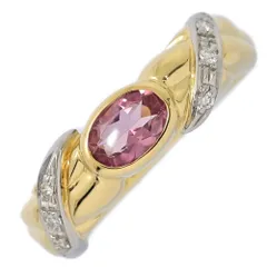 (ラスト1点) 10月誕生石 トルマリン･ダイヤモンドリング･指輪/K18/750×Pt900コンビ-Kメイン-4.0g/11号/#51/サイズ直し可/翌日配送【♀】【N】【レディース】★■596838【中古】