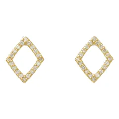 (ラスト1点) 0.1ct/FD:0.1ct/ひし形モチーフ ダイヤモンド ピアス/K18YG/750-0.8g/イエローゴールド/プレゼント/記念日【S】【メンズ・レディース】★■597571【中古】