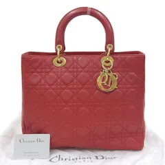 【本物保証】 保・布袋付 クリスチャン ディオール CHRISTIAN DIOR レディディオール MA 1907 ハンドバッグ レザー レッド