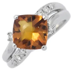 (ラスト1点) FD:0.12ct/TASAKI PEARL （タサキ･田崎真珠） 1P･シトリン･ダイヤモンドリング･指輪/K18WG/750-6.3g/11号/#51/サイズ直し可【♀】【N】【レディース】★■595378【中古】