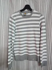 (XS) カーハート ストライプ レディース 長袖 Tシャツ