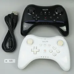 【ｍ425】 Nintendo WiiU プロ コントローラー ブラック ホワイト ２個セット 充電ケーブル