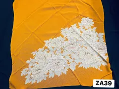 【風呂敷】縮緬　ちりめん　正絹　72cm×72cm 牡丹　芥子色　和小物　着物　和装　ZA 39