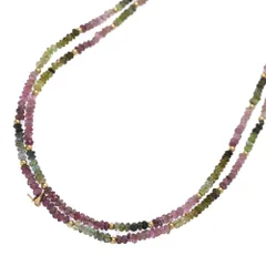 (ラスト1点) 2本セット マルチカラー トルマリン ネックレス･ペンダント/K18YG/750-15.1g/イエローゴールド/電気石/パワーストーン【♀】【A】【レディース】★■600762【中古】