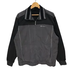 Champion/チャンピオン トラックジャケット ライトアウター ナイロンジャケット ドローコード 企業ロゴ刺繡 オーバーサイズ ビッグシルエット Mサイズ ブラック/グレー