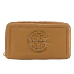 トリーバーチ TORY BURCH 長財布 レザー ラウンドファスナー ロゴ ゴールド金具 茶色 ブラウン /XZ ■GY18