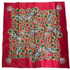 極美品 CHANEL シャネル スカーフ シルク 超大判 130 ｘ 130CM 宝石柄 レッド