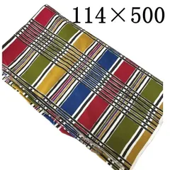 コットン生地　グリーン　マスタード　レッド　ホワイト　ブラック　カラフルチェック　手書き風チェック　大柄　114×500