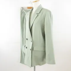 ジーユー GU セットアップ ダブルジャケット ロングパンツ 緑 XL *T563