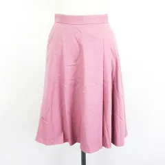 ナチュラルビューティーベーシック NATURAL BEAUTY BASIC スカート ボトムス ひざ丈 フレア 部分プリーツ ストレッチ XS ピンク ※EKM