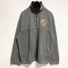 【値引き交渉OK！】古着 used　Weather Perfect　長袖ハーフジップフリースジャケット　ワンポイント刺　国旗　グレー　Mサイズ
