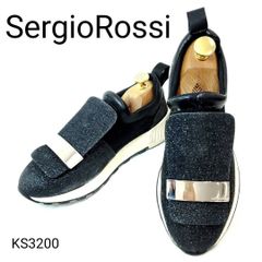 セルジオロッシ 美品 sr1 プレート 金具 ラメ メッシュ EU35 - メルカリ