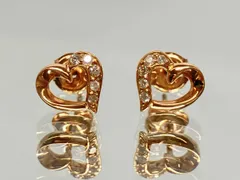 4°C(ヨンドシー) K18PG ハートモチーフ ダイヤ付き ピアス