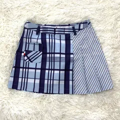 【TOMMY HILFIGER GOLF】チェック切替スカート ／Lサイズ ミニスカート ゴルフウェア ブルー系 美品 ストレッチ レディース