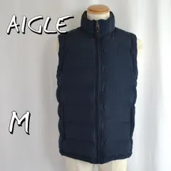 【美品】AIGLEエーグル メンズ チューブダウンベスト ZBH038J M ネイビー紺色【古着】【中古】【送料無料】