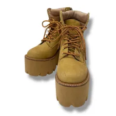 Jeffrey canbell ジェフリーキャンベル 厚底レースアップショートブーツ ヌバックレザー シャークソール 厚底 ブーツ マニッシュ レースアップ イエロー サイズ36 レディース ゴーゴー古着久喜倉庫店 草3222
