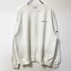 【値引き交渉OK！】古着 used　Champion チャンピオン　長袖ワンポイント刺繍スウェット　トレーナー　I AM ONE　白　Lサイズ