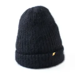 WA26342 美品 CA4LA カシラ ニット帽 ニットキャップ 帽子 ブラック 黒 日本製 エキストラキッドモヘア 絹 シルク ウィーブトシ