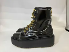 DIESEL ディーゼル 厚底ブーツ コンバットブーツ ショートブーツ 23cm 黒 ブラック パテントレザー エナメル レディース レースアップ