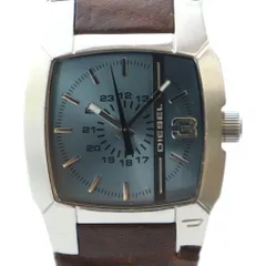 ディーゼル DIESEL DZ-1123 腕時計 ウォッチ クォーツ 青文字盤 ロゴ レザーベルト シルバー色 ■GY18 /MQ