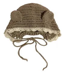 くま耳 ベビーボンネット 編み物 ハンドメイド