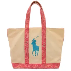 ポロ ラルフローレン POLO RALPH LAUREN トートバッグ ビッグポニー ペイズリー柄 アイボリー ピンク /AE ■GY13