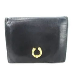 グッチ GUCCI 二つ折り財布 ウォレット 小銭入れあり レザー 革 ホースシュー ワンポイント 黒 ブラック 035・2091・1789・0 /CK32 ■GY17