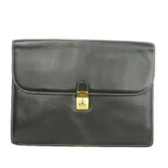 バリー BALLY ブリーフケース ドキュメントケース セカンドバッグ レザー シボ革 ロゴ ゴールド金具 黒 ブラック /MN10 ■GY18