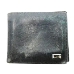 グッチ GUCCI 二つ折り財布 ウォレット 小銭入れあり レザー 革 ロゴ 黒 ブラック /CK27 ■GY18