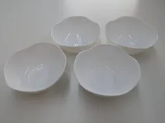 D【保管品】ヤマザキ春のパンまつり 白い おしゃれ 小鉢 深皿 ボウル 4個 セット