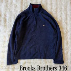 Brooks Brothers 346 ハーフジップ フリース プルオーバー ネイビー×バーガンディ 刺繍ロゴ メンズ M〜L相当 ブルックスブラザーズ