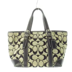 コーチ COACH ハンドバッグ ミニ キャンバス レザー 革 シグネチャー 黒 ブラック グレー 6043 /CK2 ■GY18