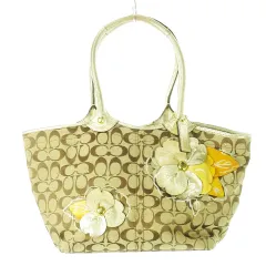 コーチ COACH トートバッグ キャンバス レザー 革 ハク メタリック フラワーモチーフ ロゴ シグネチャー ベージュ F16276 /CK33 ■GY18