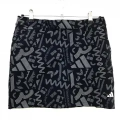 【超美品】アディダス スカート 黒×グレー 総柄 ロゴプリント 内側インナーパンツ レディース L ゴルフウェア adidas