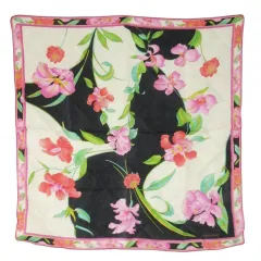 レオナール LEONARD スカーフ シルク 絹 スクエア ジャカード 花柄 蘭 ロゴ ピンク /CK19 ■GY18