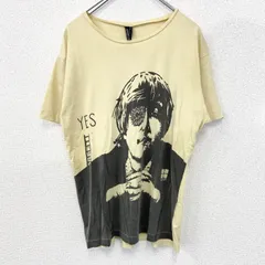 【値引き交渉OK！】古着 used　ノーブランド　半袖ヴィンテージTシャツ　シングルステッチ　クルーネック　レトロデザイン　90s　黄色　Mサイズ