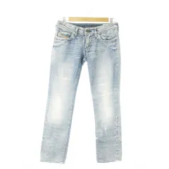 ディーゼル DIESEL LOWKY デニムパンツ ジーンズ ストレート ウォッシュ加工 ダメージ加工 W26 青 ブルー /AO2 ■GY99