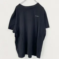【値引き交渉OK！】古着 used　Eddie Bauer　半袖ビッグプリントTシャツ　ワンポイント　クルーネック　カジュアルデザイン　黒　Lサイズ