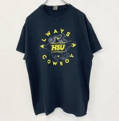 【値引き交渉OK！】古着 used　GILDAN ギルダン　半袖プリントTシャツ　カウボーイ　馬　クルーネック　春夏服　レトロ　黒　ブラック　Lサイズ