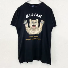 【値引き交渉OK！】古着 used　inK　半袖プリントTシャツ　猫　MIRIAM　クルーネック　カジュアル　レトロデザイン　黒　ブラック　Sサイズ