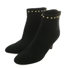 ペリーコ PELLICO ショートブーツ スエード ポインテッドトゥ ハイヒール スタッズ 36 23cm 黒 ブラック /XZ ■GY17