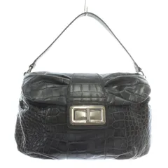 フルラ FURLA ハンドバッグ ワンショルダー レザー クロコ型押し 内側ドット柄 ターンロック ロゴ 黒 ブラック /XZ ■GY18