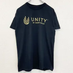 【値引き交渉OK！】古着 used　UNITY by Hard Rock　ハードロック　半袖プリントTシャツ　黒　ブラック　クルーネック　Mサイズ