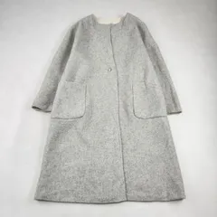 Demi-Luxe BEAMS　ロングコート　 クルーネック リバーシブルコート　36　S・M相当　ライトグレー　アイボリーのサムネイル