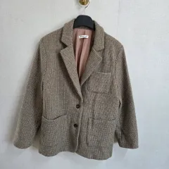 レディース CHECK ウール チェックコート ブラウン F