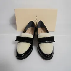 JILLSTUART shoe ジルスチュアート シュー リボン ボア エナメル ローファー シューズ 黒 24cm 525P★4