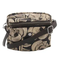 キプリング KIPLING × アナスイ ANA SUI コラボ エミラ AMILA エッチドポージー ショルダーバッグ 斜め掛け クロスボディ ロゴ ナイロン 黒 ブラック ベージュ /GV ■GY18